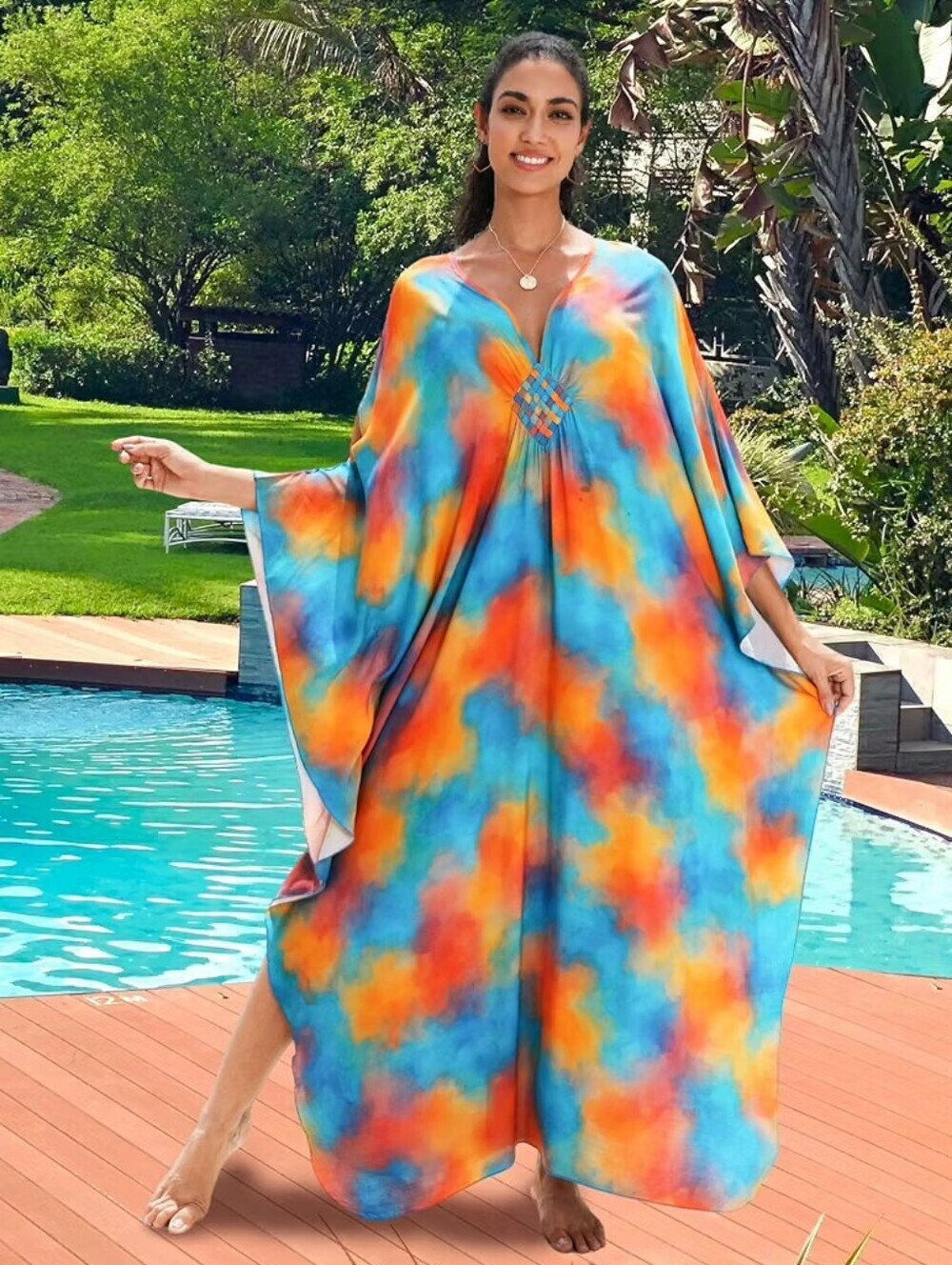 Kaftan Dress Batwing Sleeve Beach Cover Up Summer
